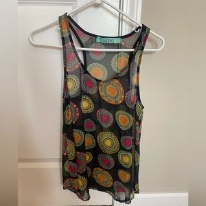 Sheer black patterned tank size medium